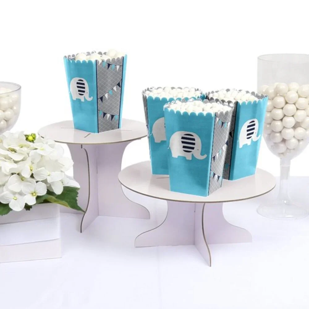 Blue Elephant - Baby Shower or Birthday Party Favor Popcorn Treat Boxes - Set of